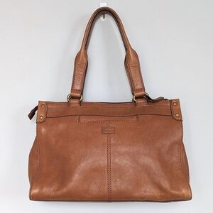 Fossil Genuine Leather Satchel Briefcase Laptop Top-Handle Bag Chestnut Brown